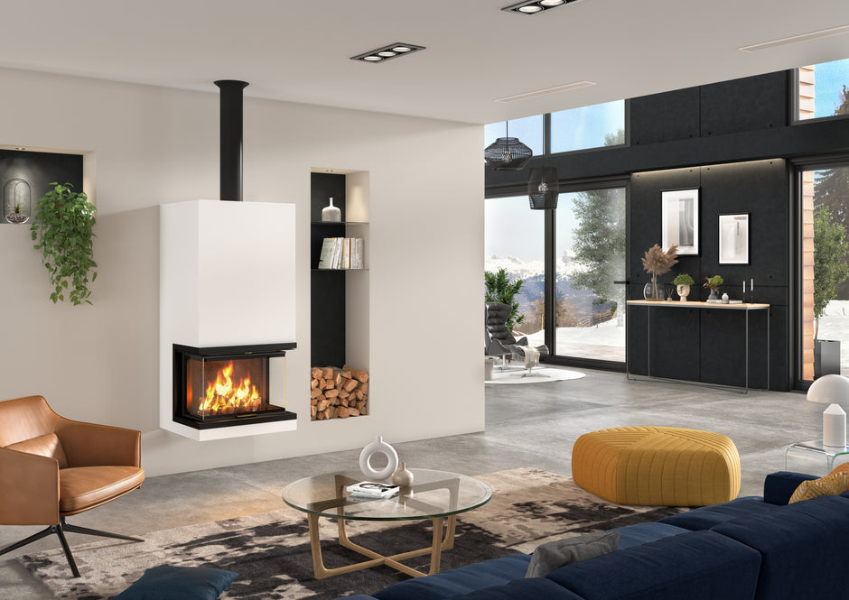 Steel fireplace insert ATRAFLAM 800 VISION 3 V, with three glasses