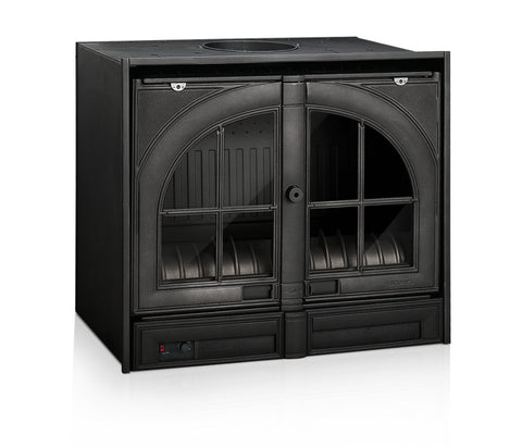 Lacunza ABODI P/E, cast iron, wood-burning fireplace, black, with lift-up door