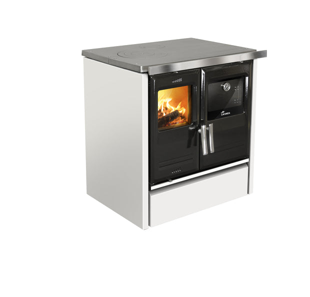 Lacunza ETNA 5T, virtuvinė, malkinė krosnelė, baltos spalvos, su kepimo orkaite ir kaitlente
