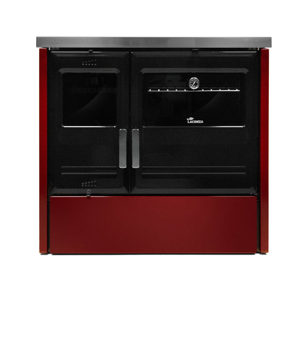Lacunza ETNA 7T, ketinė, virtuvinė, malkinė krosnelė, bordo spalvos, su kepimo orkaite ir kaitlente