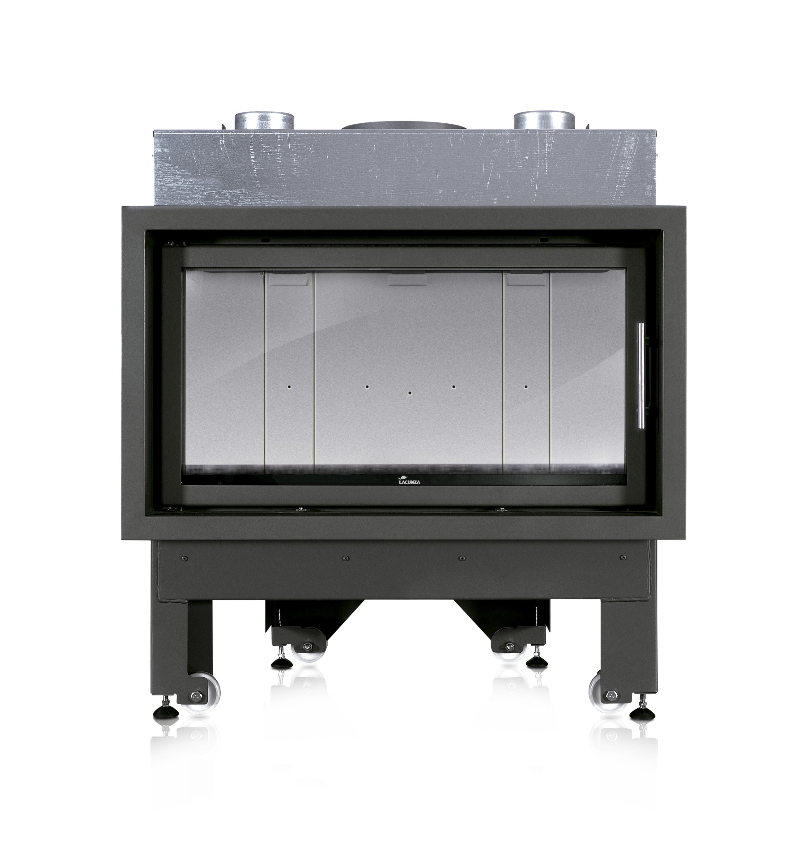 Lacunza INCA 100 – wood-burning steel fireplace with straight glass, double combustion and modern design