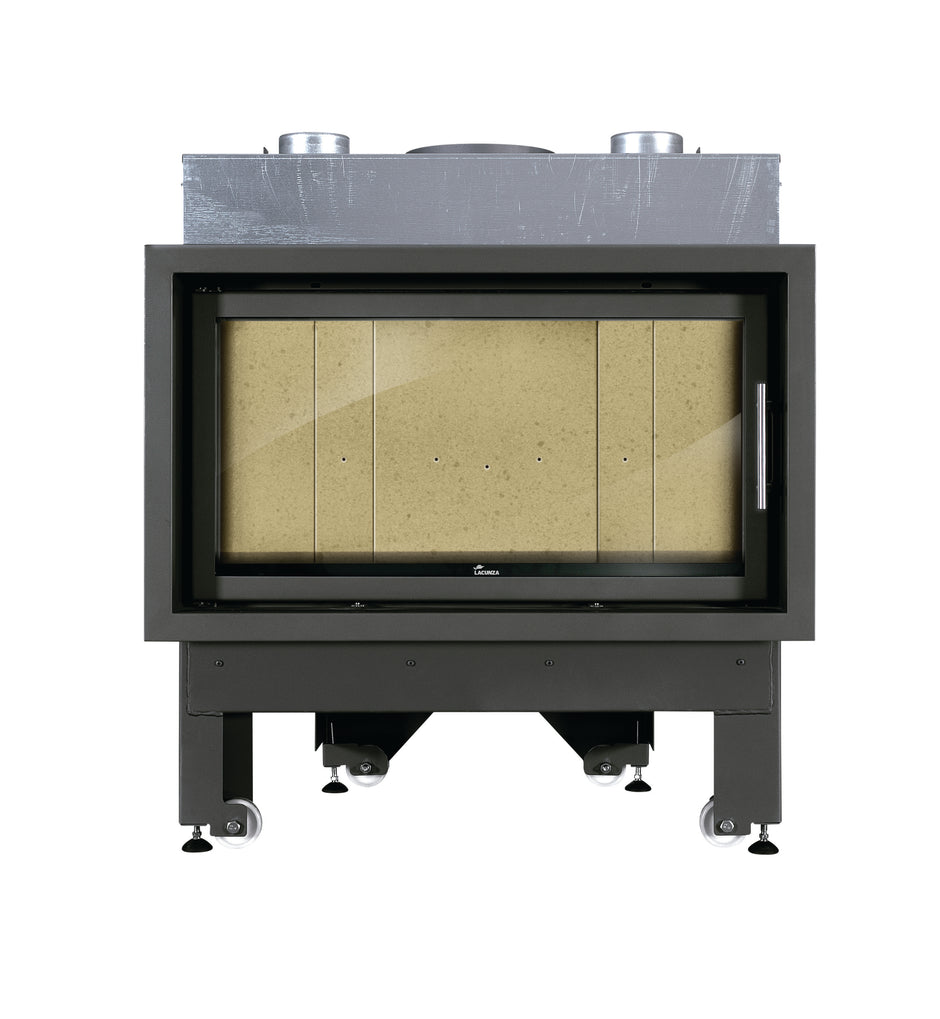 Lacunza INCA 100 – wood-burning steel fireplace with straight glass, double combustion and modern design