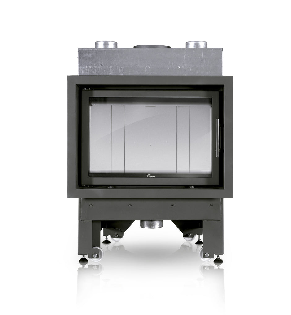 Lacunza INCA 80 – wood-burning steel fireplace with straight glass, dual combustion and modern design