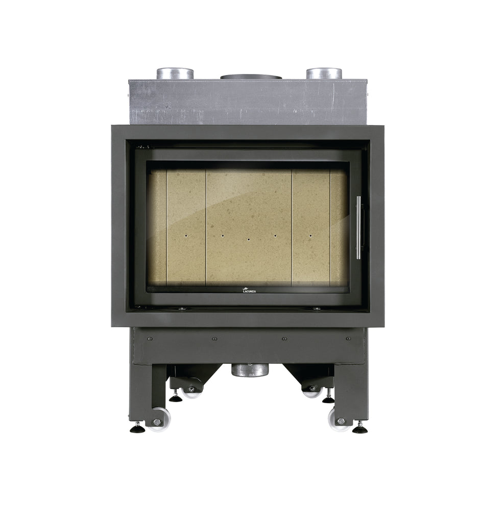 Lacunza INCA 80 – wood-burning steel fireplace with straight glass, dual combustion and modern design