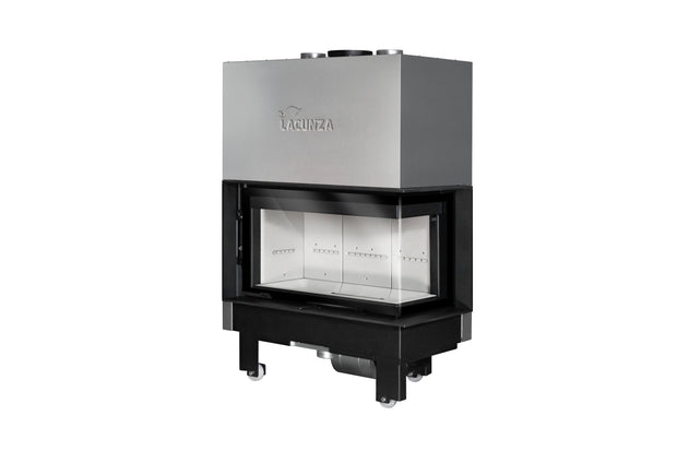 Lacunza IZARO 100 CLD B – wood-burning steel fireplace with corner glass and white combustion chamber