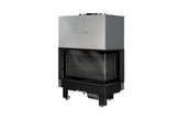Steel fireplace LACUNZA IZARO 100 CLD N, black, with corner glass and black vermiculite
