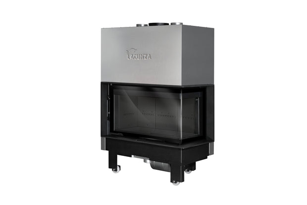 Steel fireplace LACUNZA IZARO 100 CLD N, black, with corner glass and black vermiculite