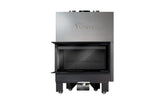 Steel fireplace LACUNZA IZARO 100 CLI N, black, with corner glass and black vermiculite