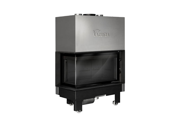Steel fireplace LACUNZA IZARO 100 CLI N, black, with corner glass and black vermiculite