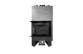 Steel fireplace LACUNZA IZARO 60 CLI N, black, with corner glass and black vermiculite