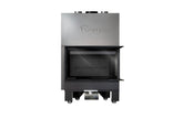 Steel fireplace LACUNZA IZARO 80 CLD N, black, with corner glass and black vermiculite