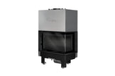 Steel fireplace LACUNZA IZARO 80 CLD N, black, with corner glass and black vermiculite