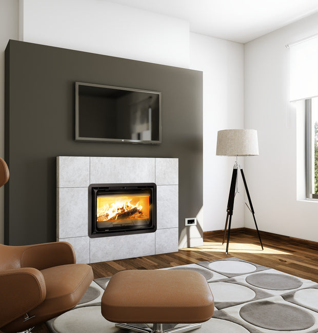 Lacunza K2 800, cast iron, wood-burning fireplace, clean combustion system