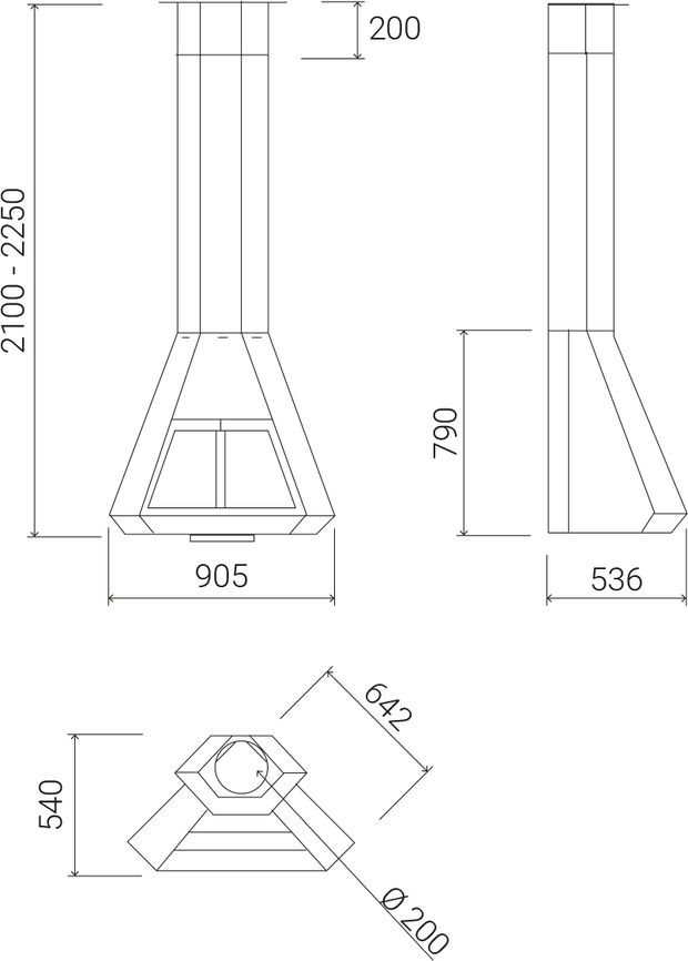 Židinys TRAFORART ARION FRONTAL SUSPENDED WITH WALL SUPPORT