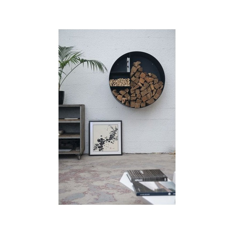 niche-a-bois-murale-en-acier-laque-noir